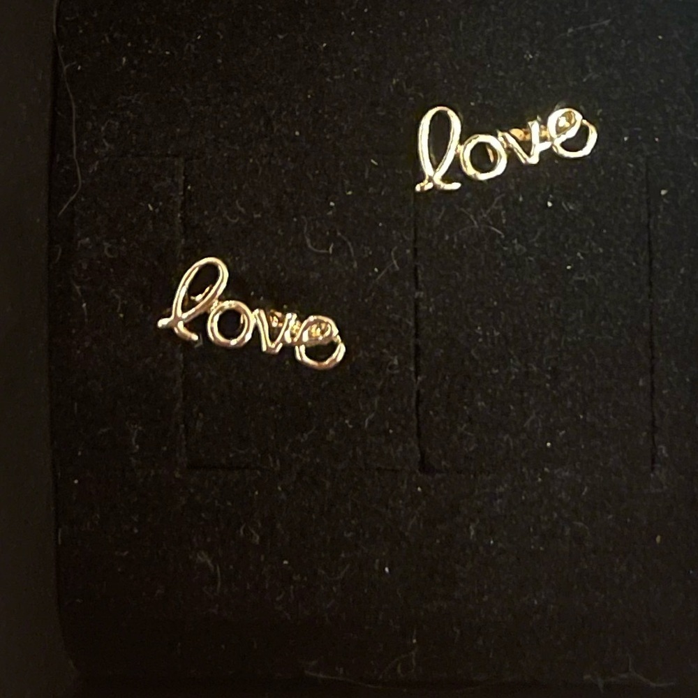 nwot delicate Gold 'Love' Earrings